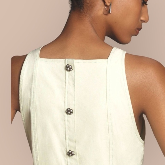 NEW Anthropologie maeve volume hip mini green linen blend dress plus 3X - Picture 3 of 15